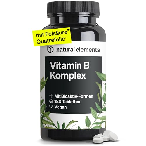 Vitamin B Komplex - 180 Tabletten - Premium: Mit Bio-Aktivformen, Quatrefolic® & Kofaktoren - vegan, hochdosiert, ohne unnöti