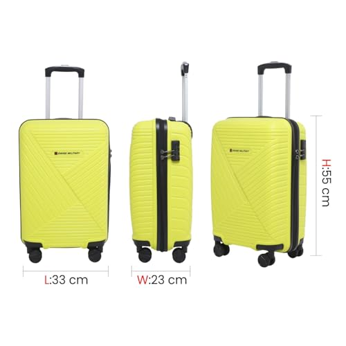 Image of SWISS MILITARY Zurich Spinner Suitcase, Lightweight Polypropylene Trolley Bag (55CM) for Business Travel, 360 Dual Wheels, Combination Lock, Durable Luggage for Travel (Lime)