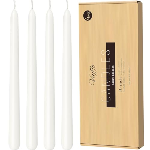 Viyffo Taper Candles, 10 Inch, 4 Pack, White...