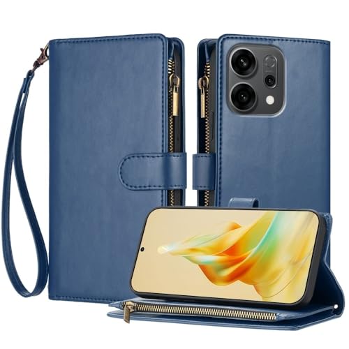 Étui Oppo Find X8 Pro en cuir bleu de style élégant portefeuille pour hommes et femmes raffinés