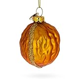 Realistic Walnut Blown Glass Christmas Ornament