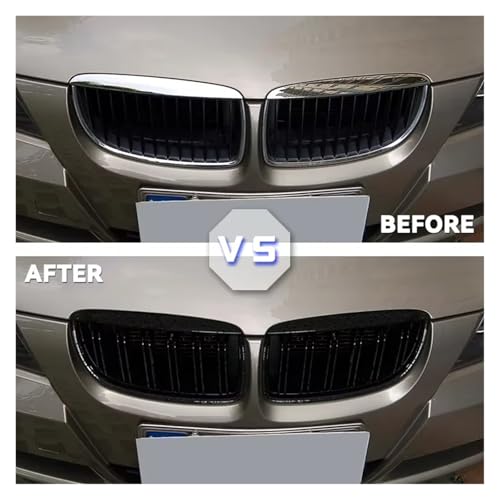 Calandre BMW E90 E91 double ligne noir brillant mat pour Série 3 phase 1 - 3
