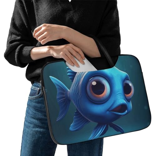 Cute Blue Fish Laptop Shoulder Bag 17 Inch miniatura 7