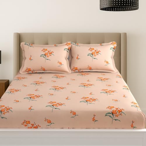 Image of Mafatlal Plush 140 GSM Double Bed Sheet | 90 x 100 Inches | Cozy Microfiber Fabric | Queen Size | Soft, Comfy & Easy Maintenance | Peach
