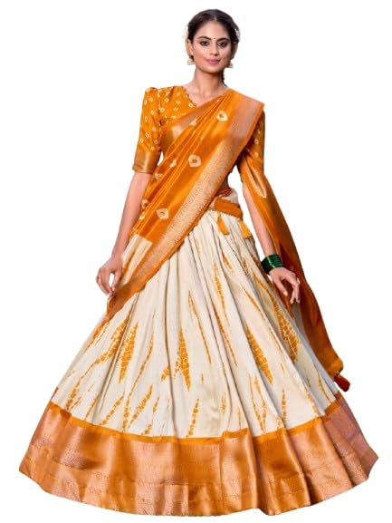 sarathybiz Women's Wedding Special Shibori Printed With Zari Weaving Border Dola Silk Lehenga Choli-picture-50