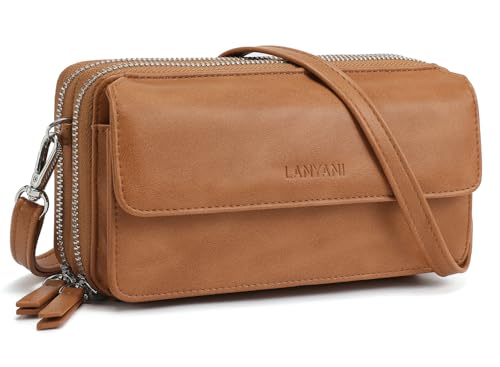 Image of Lanyani RFID Crossbody Wallet Wristlet Purse with Phone Pocket For Women Vegan Leather