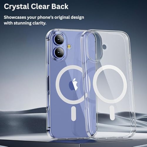 Image of Back Cover Case + Tempered Glass for Apple iPhone 16 Plus | Mag-Safe Compatible | Transparent Mobile Phone Back Cover Case for i Phone 16 Plus | i Phone 16Plus TPU Transparent Case Cover