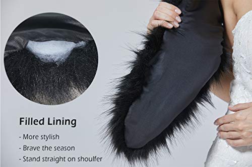 BEAUTELICATE Women Faux fur Shawl Collar Neck warmer wrap scarf For Winter Coat Wedding Dress3