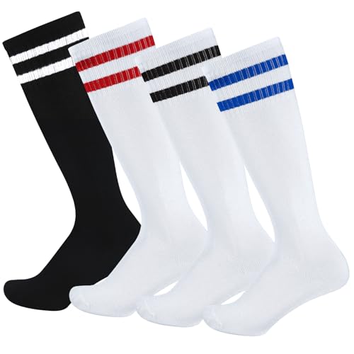 Jspupifip 4 Pairs Kids Soccer Socks Childrens Football Socks Unisex Anti-Slip Soccer Socks Long Breathable Sock for Boys Girl Junior Running,Training,Rugby,Hockey(Aged 5-13)
