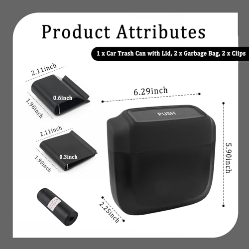 Image of Turcee Car Trash Can with Lid,Waterproof Car Trash Bin with Storage Garbage Bag,Multi-Functional Car Garbage Can with Capacity 600ml,Mini Trash Can Car Organizer Fit for Car,Home,Office