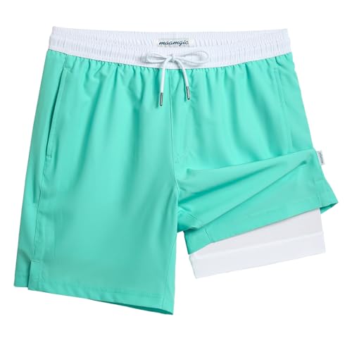 Image of maamgic Mens Swim Trunks with Compression Liner 7 Inch Inseam Mens Bathing Suit Quick Dry Swimming Trunks Swimsuit
