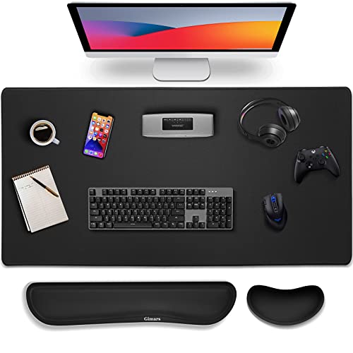Gimars 3 en 1 Alfombrilla Ratón XXL Reposamuñecas Teclado y Ratón, Mouse Pad Gaming 800x304mm, Tapete Rato Espuma con Memoria Reposa Muñecas para Teclado Ergonómico, Alfombrilla Escritorio Gamer