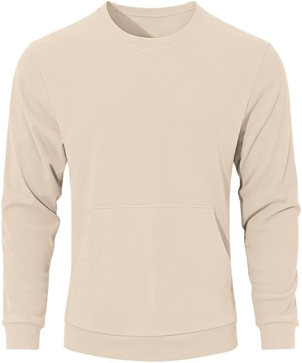 Men's Crewneck Sweatshirts Cotton Casual Hoodless Pullover Long Sleeve with Kangaroo Pockets X Decoration - Image 2