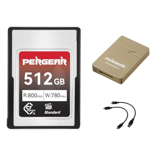 Pergear 512GB CFexpress Type A �������[�J�[�h�A�ő�800MB/�b�̓ǂݎ�葬�x & 780MB/�b�̏������ݑ��x 4K 120P�A8K 30P�^��A�J�[�h���[�_�[�t���B