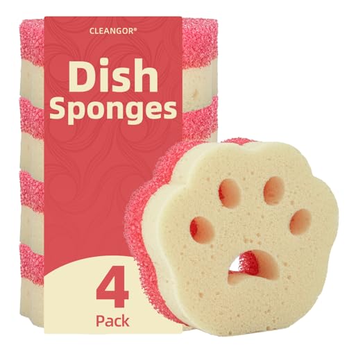 Cleangor 4Pcs Dual-Sided Temperature-Controlled Scrub Sponges