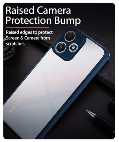 Image of WOW IMAGINE Shockproof Hybrid Back Cover for Mi Redmi 12 5G | Redmi 12 4G | Poco M6 Pro 5G | Hard Slim fit Back Case | PC & TPU | Clear Transparent Case - Blue