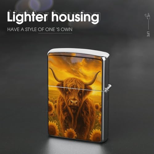 Funda clásica de cobre para encendedor Sunflower Highland Cow miniatura 4