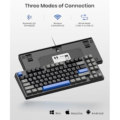 Kisnt KN85 Wireless Mechanical Keyboard, 75% Layout, Bluetooth/2.4GHz/USB-C, Custom RGB Backlit, Hot-Swappable Linear Switch, Creamy Sound for Gaming/Typing (Textured Black)