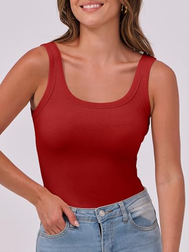 Image of ANRABESS Womens Sleeveless Scoop Neck Tank Top Ribbed Fitted Summer Basic Slim Cute Tops 2026