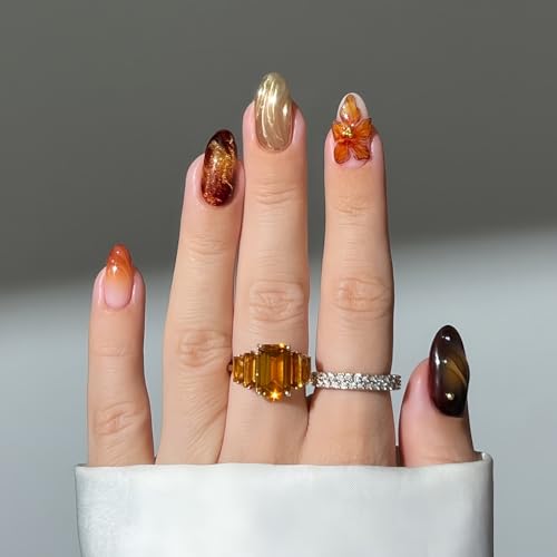 senvenski Orange Jelly Gel Nail Polish Kit - Tortoise Shell Nails, Red Coral Amber Translucent Colors with Milky Sheer Finish | UV/LED Nail Art Kit Gift for Women (CS2-003)