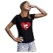 Damen-Valentinstag-Herz-Buchstabe bedrucktes Kurzarm-Tops-Blusen-T-Shirt 3183 Stride, reflektierenden Details, leinen Blumendruck lila rosa Marine m l XL 2XL 4XL 5XL