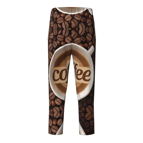 Pajama Pants Pajama Bottoms with Elastic Waistband Sleepwear Lounge PantsCoffee Mug Coffee Bean2