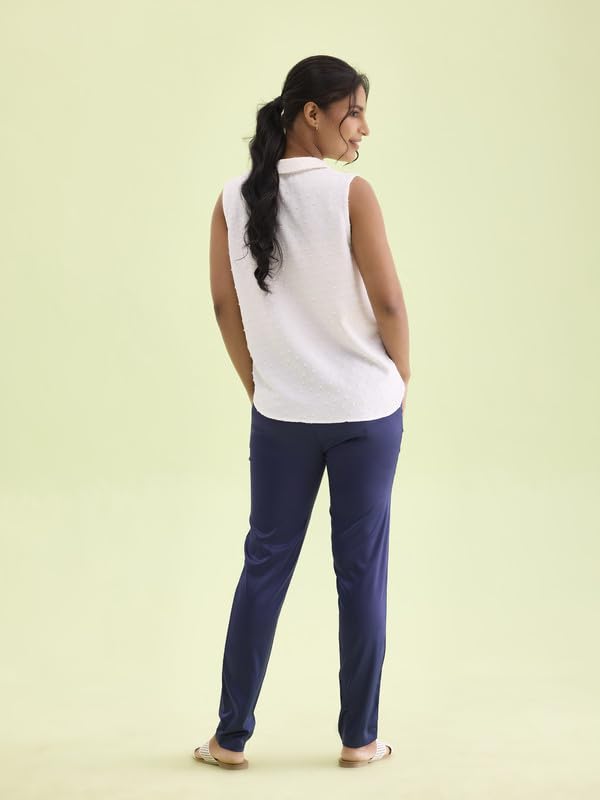 Image of GO COLORS Women Mid Rise Polyester Shiny Pant