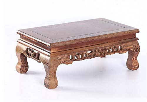 Palmetto Housewares Rectangular Grey Rosewood Stand Oriental Style, 13x8x4 Inch LWH Plant Flower...