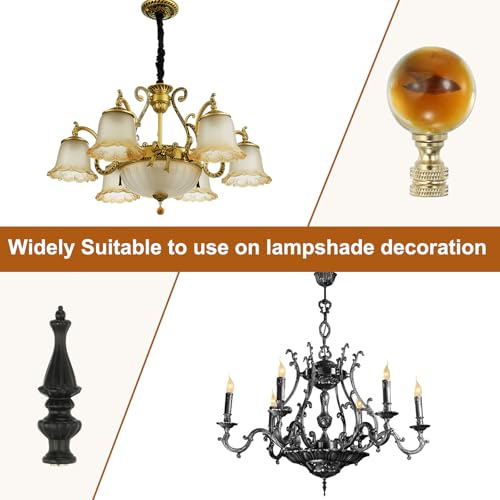 Image of PATIKIL 2pcs 1 /4-27 Lamp Finial Cap Knob, Brushed Lamp Shade Top Harp Top, Black
