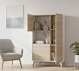 Dmora - Credenza Boario, Buffet alto da soggiorno, Madia moderna da salotto a 3 ante, 81x4...