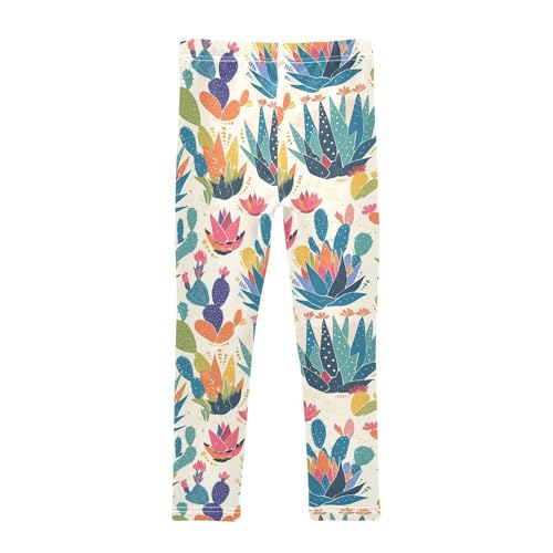 Succulents Cacti Colorful Dots Kids Girl's Basic Leggings Soft High Waisted Workout Pants Sports2