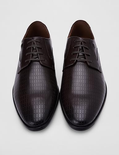 Image of Louis Philippe Men Premium Leather Breathable Lining Material Anti Slip with Heel TPR Sole Formal Derby Shoes