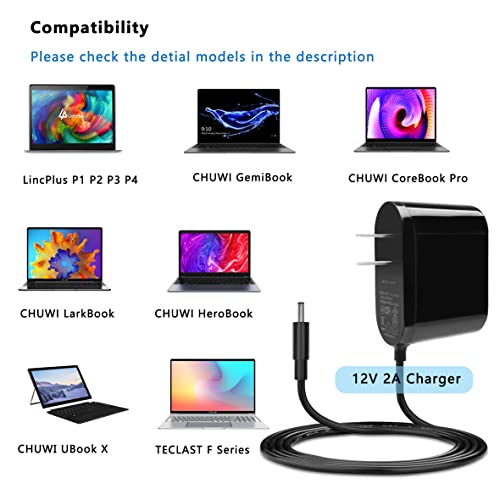 12V 2A Charger For Chuwi Ubook X Gemibook Pro 14'' Gemibook 13''Ips Herobook Pro 14.1'' Ips Pro+ 13.3 Larkbook 13.3 Lincplus P3 P4 1409 1429 P2 P1 Teclast F5R F6 F6S F6 Plus F6 Pro F7S F7 Air #TOP2