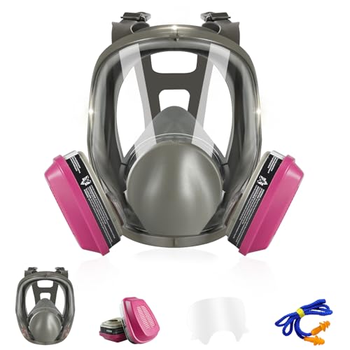 ZXICH Respirador de Cara Completa, Mascarilla De Respirador De Cara Completa con Filtros, Mascarilla De Protección Contra El De Pintura Reutilizable, para Agricultura,Construcción,Aserrado y Soldadura
