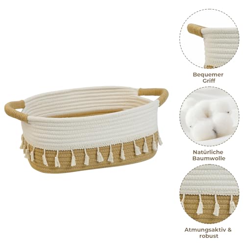 danpinera Rope Storage Baskets for Organizing, Small Cotton Woven Basket for Bathroom Shelf Nursery, Decorative Basket Organizer Bins Set of 3 white&Jute - Cosy Home Interiors danpinera Rope Storage Baskets for Organizing, Small Cotton Woven Basket for Bathroom Shelf Nursery, Decorative Basket Organizer Bins Set of 3 white&Jute - Image 4