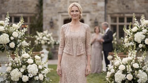 Image of Alex Evenings Women's Long Lace Jacket Dress