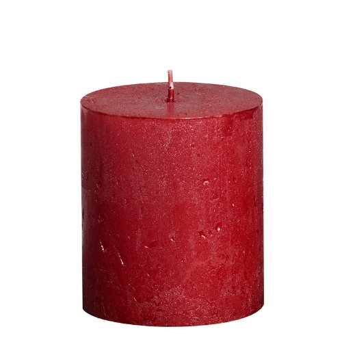 Bolsius Red Metallic Rustic Pillar Candles 80x68mm 30 Hours burn time (Box of 6)