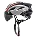 EASTINEAR Casque Velo Adulte avec Lunettes Homme Femme Casque VTT avec Lumière de Sécurité LED Casques Velo de Montagne et de Route Taille Réglable M/L 57-61cm (Blanc Noir)