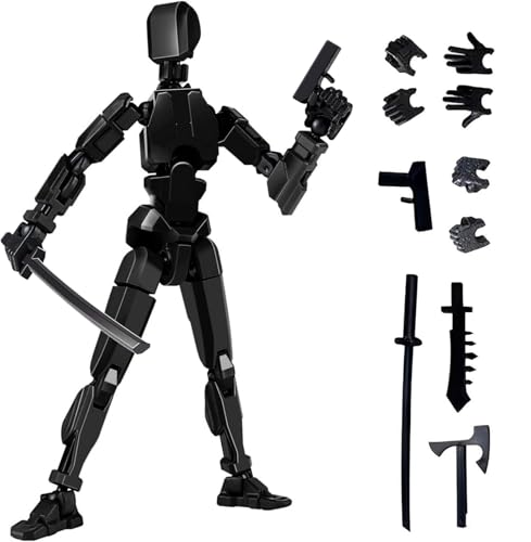 KOWVOWZ T13 Action Figure 3D Print Dummy Action Figures Robot Action Figure with 4 Weapons and 3 Hand Types Assembled Titan T13 Action Figures Set for Desktop Decorations Game Lovers