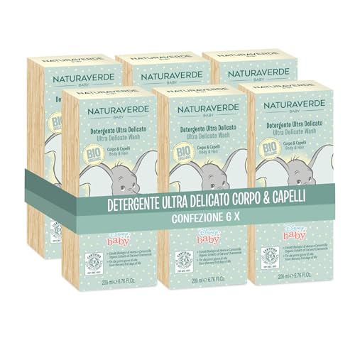 Naturaverde | Baby-BIO- Disney- Detergente Corpo& Capelli, Ultra Delicato, 6x200ml