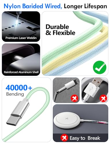 Image of Travel Essentials for Apple Watch Charger,iPhone Charger,3 in 2 Type C /Lightning /Magnetic Travel Charging Cable,Portable Multi Charging Cable for Apple Watch, iPhone 17‑11,Samsung S26,Car,iPad-4FT