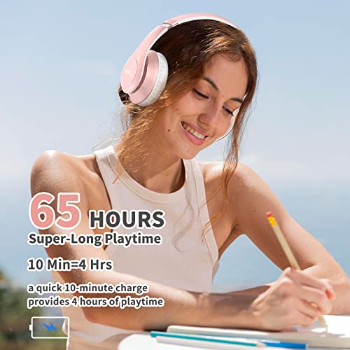 Uliptz Auriculares inalámbricos Diadema, 65H Tiempo de Juego Bluetooth 5.3 HiFi con Micrófono, 6 Modos de Sonido EQ, Audifonos para PC/Teléfono