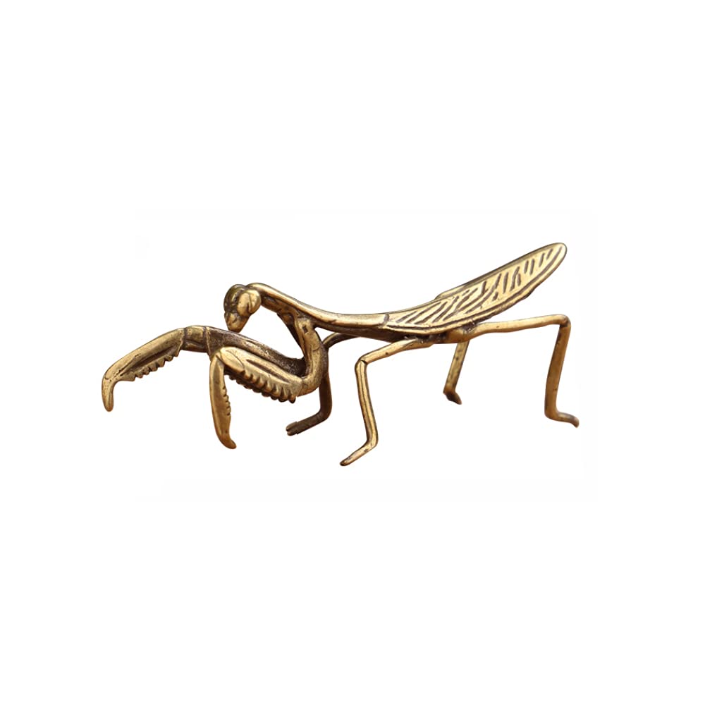 1pcs Brass Praying Mantis Figurine Small Statue House Ornament Animal Figurines Gift