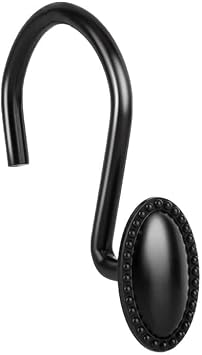 24 Pack Chrome and Black Shower Curtain Hooks, Metal Shower Hooks