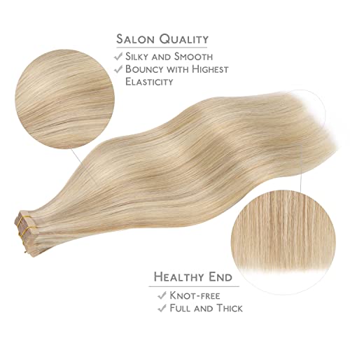 Image of WENNALIFE Tape in Hair Extensions Human Hair, 20pcs 30g 10 inch Dirty Blonde Highlighted Bleach Blonde Remy Hair Extensions Straight Human Hair Tape in Extensions Skin Weft Extensions Hair