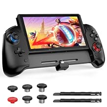 NexiGo Hall Effect Gripcon No Drift, No Deadzone with Hall Sensing Joystick for Nintendo Switch/Switch OLED, Ergonomic Handheld Mode, 6-Axis Gyro, Mapping Function, Black