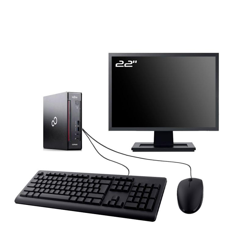 PC Fujitsu Q956 Mini Tiny Intel Core I3-6100T 3.2 Ghz (3 MB) 8 GB DDR4 SSD 240 GB senza unità ottica - Cle USB Wifi - Windows 11 - Pack tastiera + mouse + schermo 22