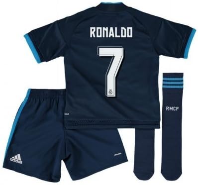 2015/2016 Christiano Ronaldo #7 Real Madrid Kids Youth Alternative Blue Jersey & Shorts (XS "104" (AGES 2-3))