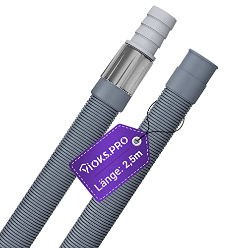 Vioks.pro Ablaufschlauch Verlängerung 2,5m Gerade/Gerade Ø19mm - Waschmaschinenschlauch Verlängerung, Flexibler Ablaufschlauch Geschirrspüler