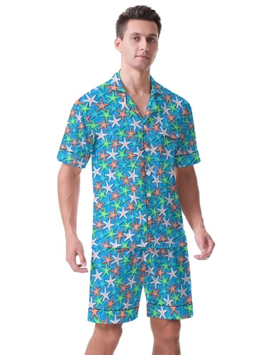 Men's Short Sleeve Pajama Set Duck Funny Sleepwear Button-Down Pjs Sets Two-Pieces Loungewear with Pockets4